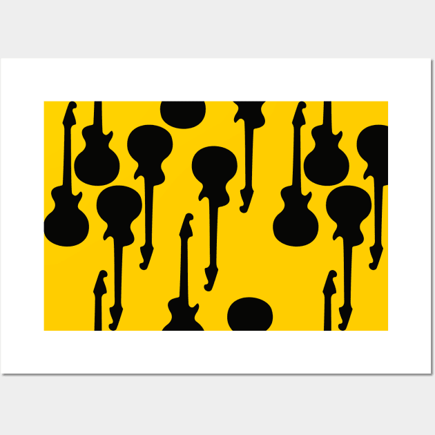 Guitar Pattern Yellow Long Wall Art by XOOXOO